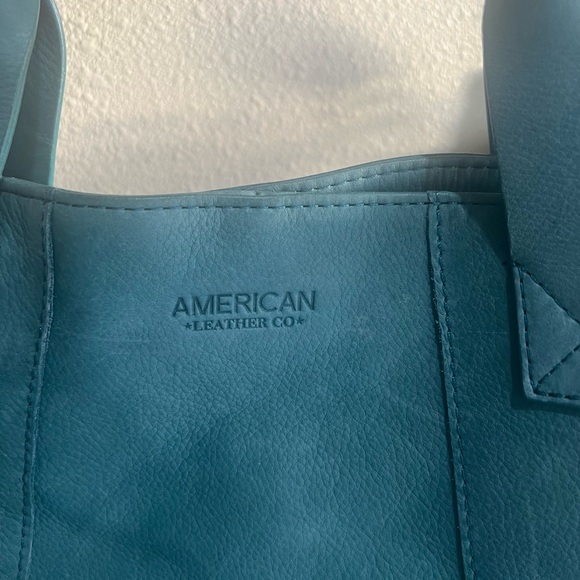 American Leather Co Minimalist Teal Triple Entry Shoulder Bag - Picture 3 of 12